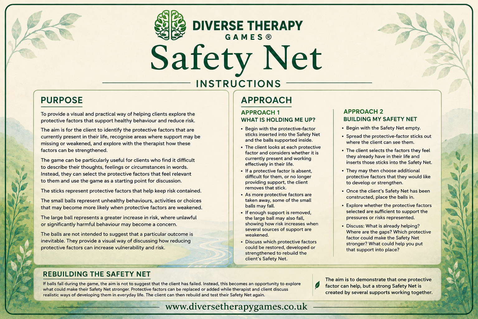 Safety Net illustrated instruction sheet